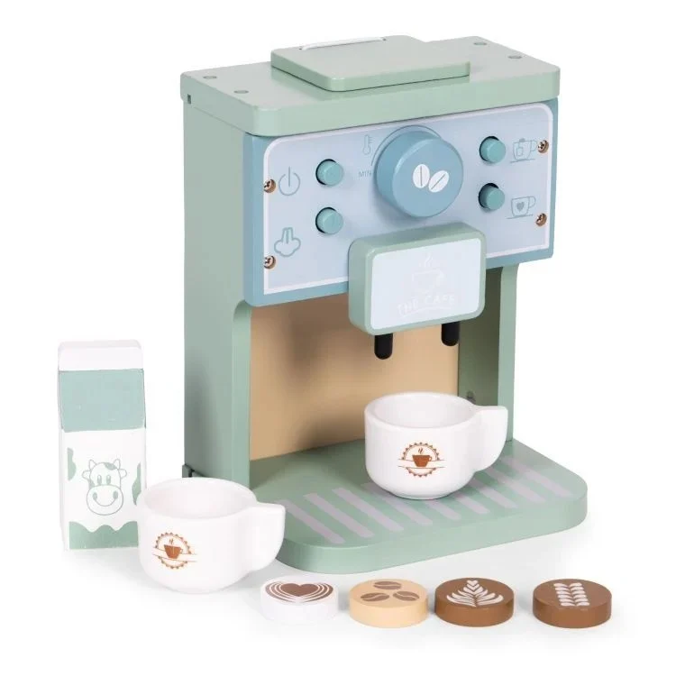Drveni aparat za kafu za djecu – barista set, 8 djelova – ECOTOYS